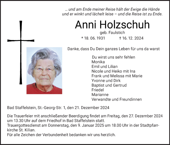 Anzeige von Anni Holzschuh von MGO