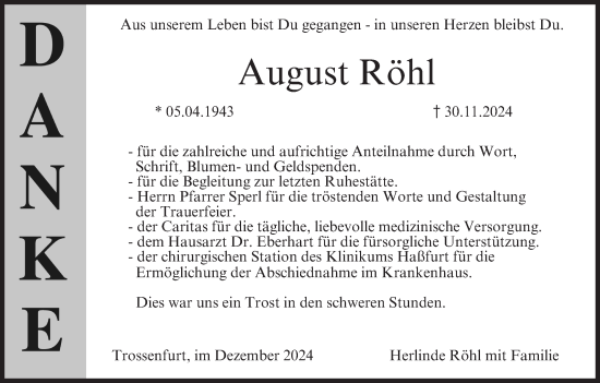 Traueranzeige von August Rühl