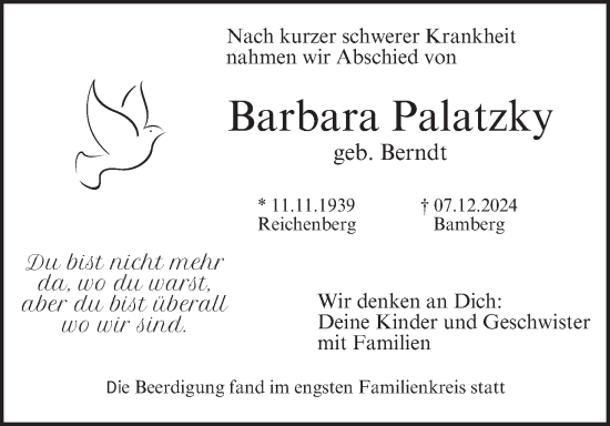 Anzeige von Barbara Palatzky von MGO