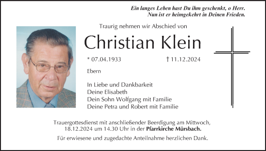 Anzeige von Christian Klein von MGO