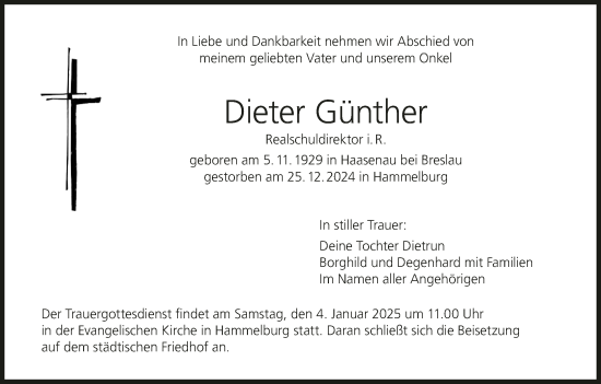 Anzeige von Dieter Günther von MGO