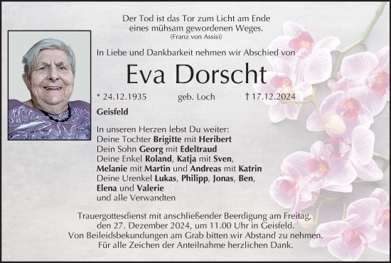 Anzeige von Eva Dorscht von MGO