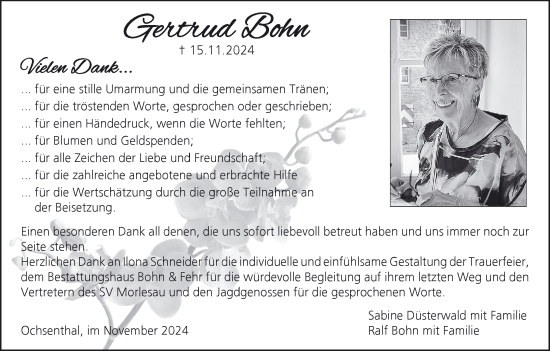 Anzeige von Gertrud Bohn von MGO