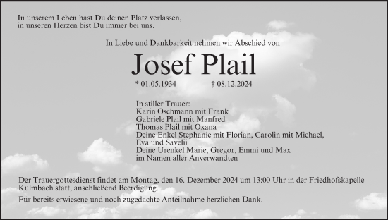 Anzeige von Josef Plail von MGO