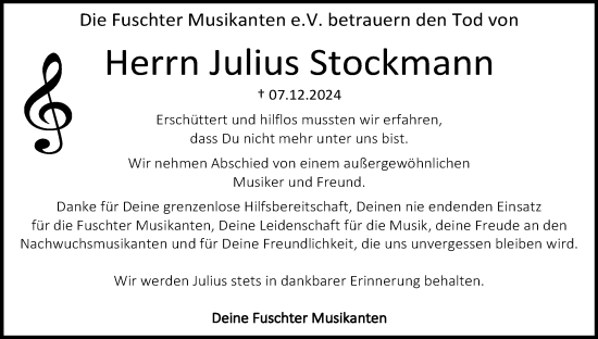 Anzeige von Julius Stockmann von MGO