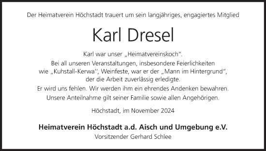 Anzeige von Karl Dresel von MGO