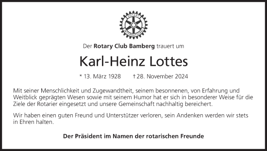 Anzeige von Karl-Heinz Lottes von MGO