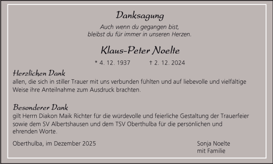 Anzeige von Klaus-Peter Noelte von MGO