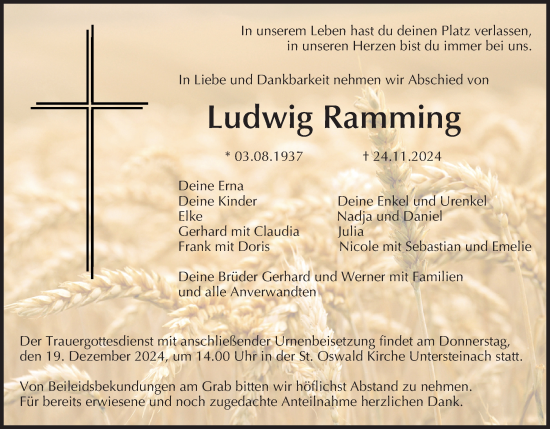 Anzeige von Ludwig Ramming von MGO