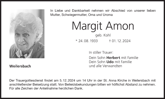 Anzeige von Margit Amon von MGO