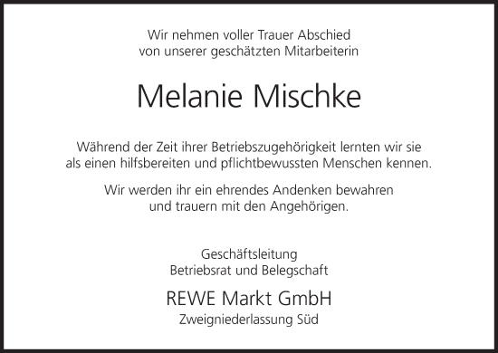 Anzeige von Melanie Mischke von MGO