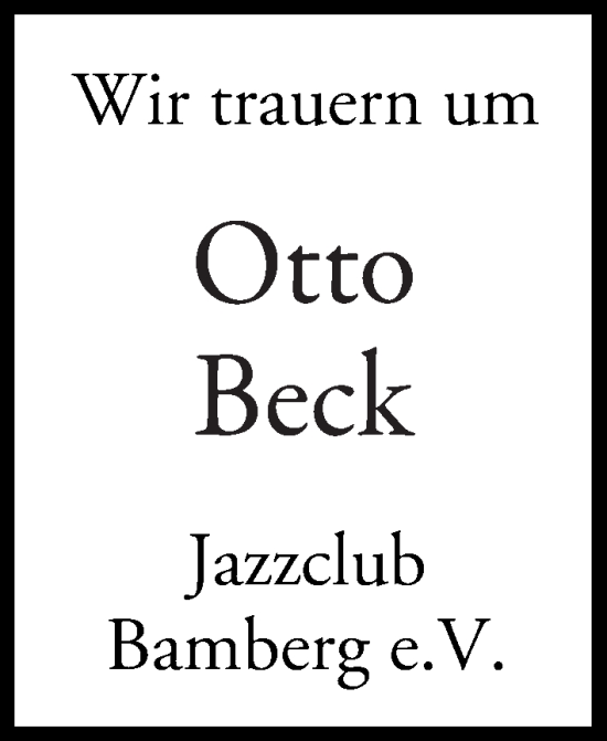 Traueranzeige von Otto Beck