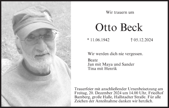 Traueranzeige von Otto Beck