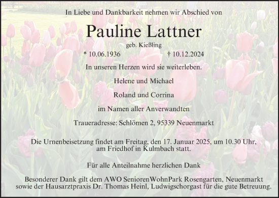 Anzeige von Pauline Lattner von MGO