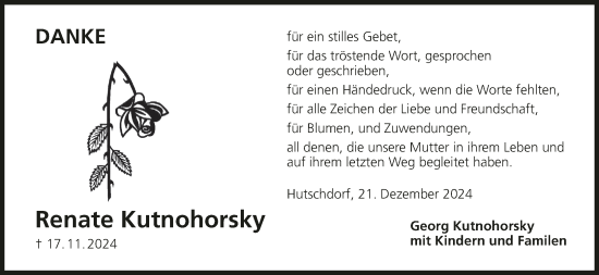 Anzeige von Renate Kutnohorsky von MGO