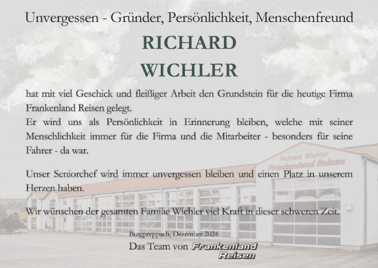 Anzeige von Richard Wichler von MGO