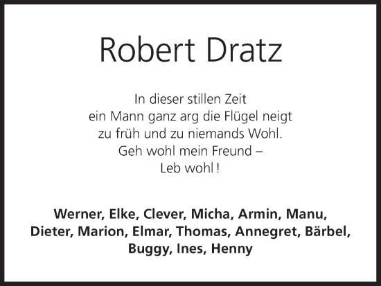 Anzeige von Robert Dratz von MGO