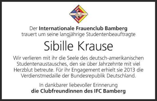 Anzeige von Sibille Krause von MGO