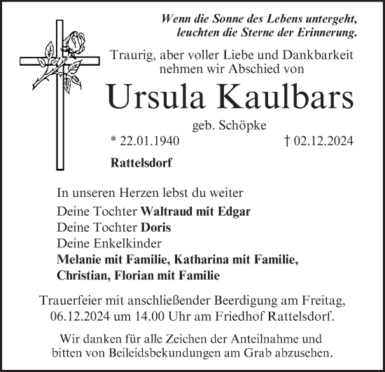 Anzeige von Ursula Kaulbars von MGO