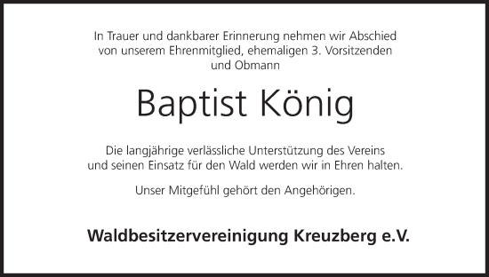 Anzeige von Baptist König von MGO