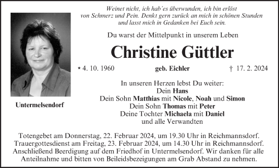 Anzeige von Christine Güttler von MGO