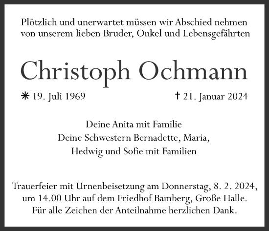 Anzeige von Christoph Ochmann von MGO