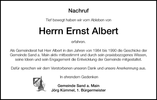 Anzeige von Ernst Albert von MGO