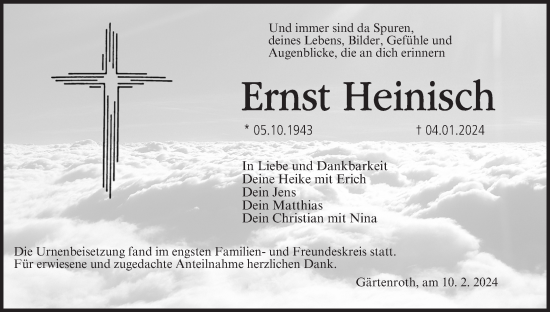 Anzeige von Ernst Heinisch von MGO
