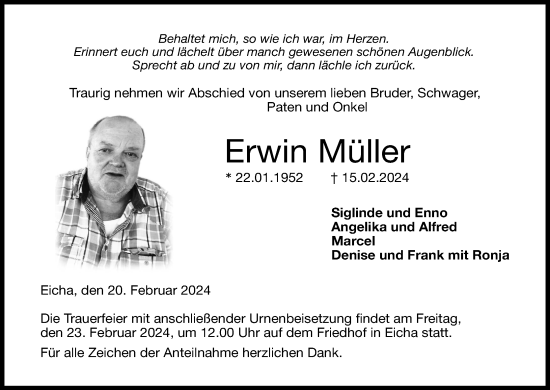Anzeige von Erwin Müller von MGO