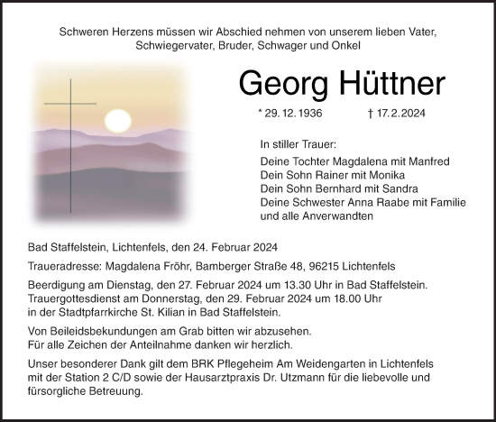 Anzeige von Georg Hüttner von MGO
