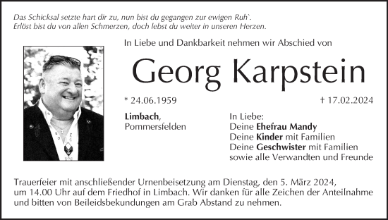 Anzeige von Georg Karpstein von MGO