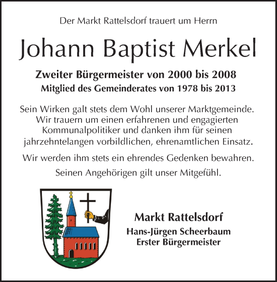 Anzeige von Johann Baptist Merkel von MGO