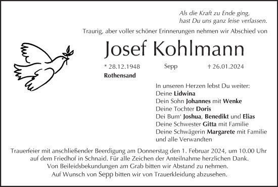 Anzeige von Josef Kohlmann von MGO