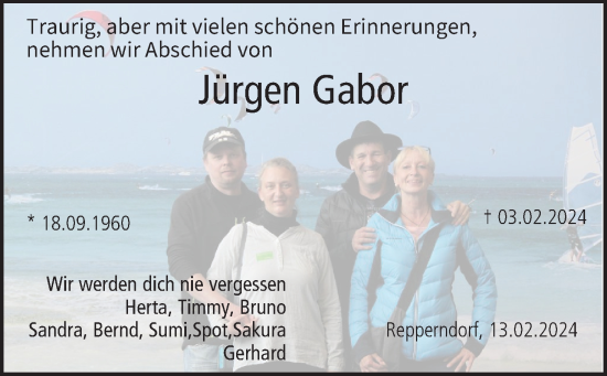 Anzeige von Jürgen Gabor von MGO