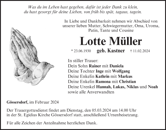 Anzeige von Lotte Müller von MGO
