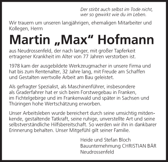 Anzeige von Martin Hofmann von MGO