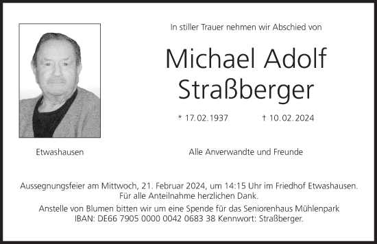 Anzeige von Michael Adolf Straßberger von MGO