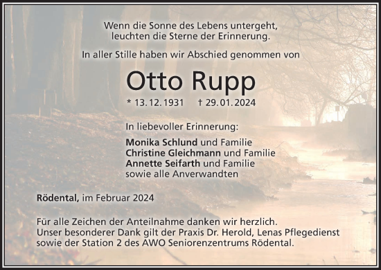 Anzeige von Otto Rupp von MGO