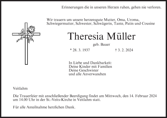 Anzeige von Theresia Müller von MGO