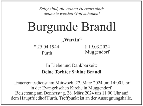 Anzeige von Burgunde Brandl von MGO