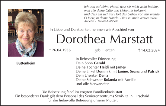 Anzeige von Dorothea Marstatt von MGO