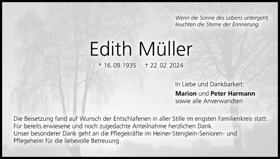 Anzeige von Edith Müller von MGO