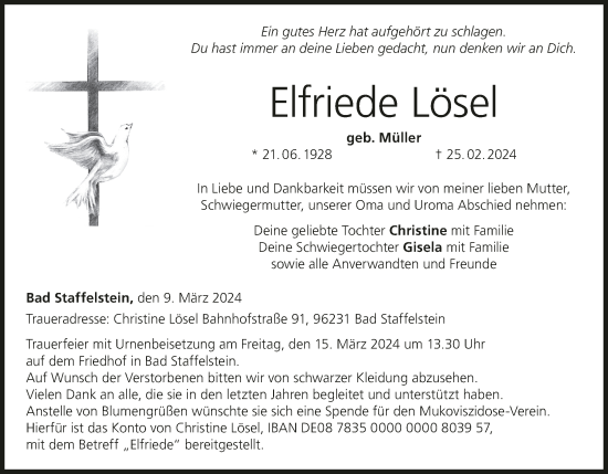 Anzeige von Elfriede Lösel von MGO