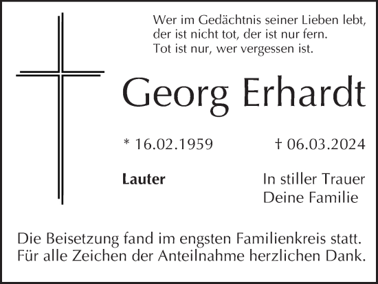 Anzeige von Georg Erhardt von MGO