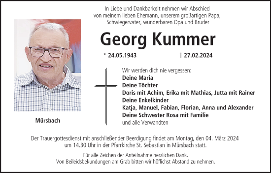 Anzeige von Georg Kummer von MGO