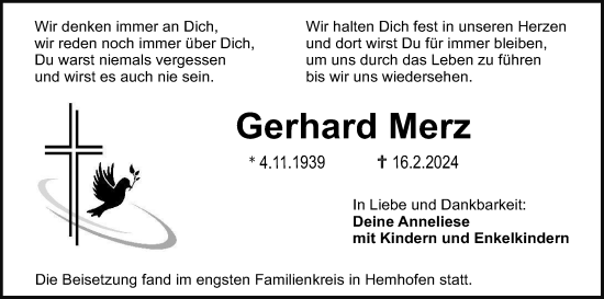 Anzeige von Gerhard Merz von MGO