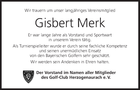 Anzeige von Gisbert Merk von MGO