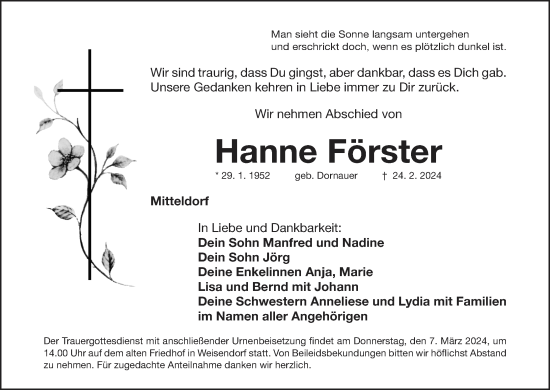 Anzeige von Hanne Förster von MGO