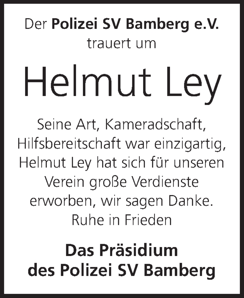  Traueranzeige für Helmut Ley vom 19.03.2024 aus MGO
