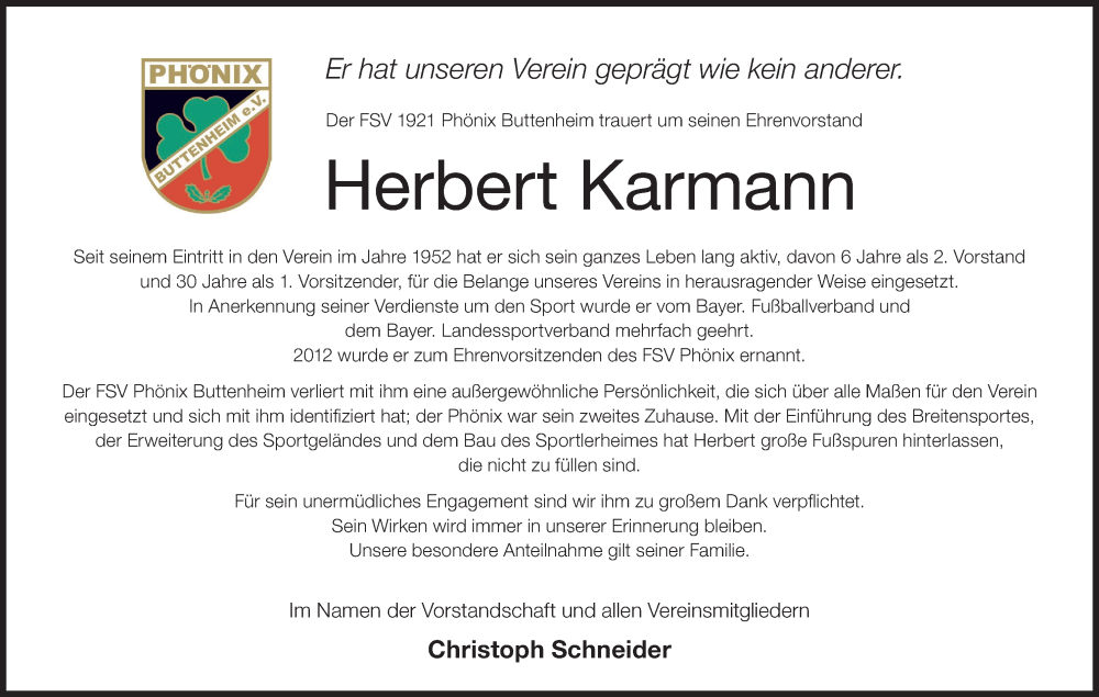  Traueranzeige für Herbert Karmann vom 02.03.2024 aus MGO